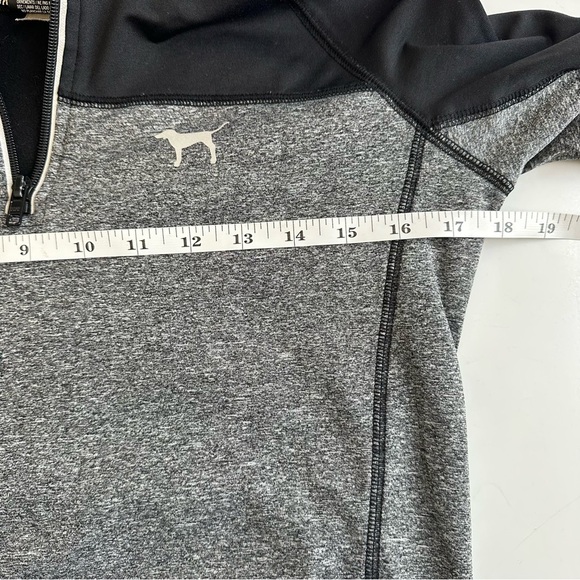 Victoria’s Secret PINK Quarter 1/4 Zip Pullover Sweatshirt Gray Black Small Logo - Picture 5 of 8